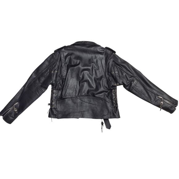 USA BIKERS Vintage Black Leather Moto Jacket Size 40 Thinsulate Removable Vest - Picture 4 of 14